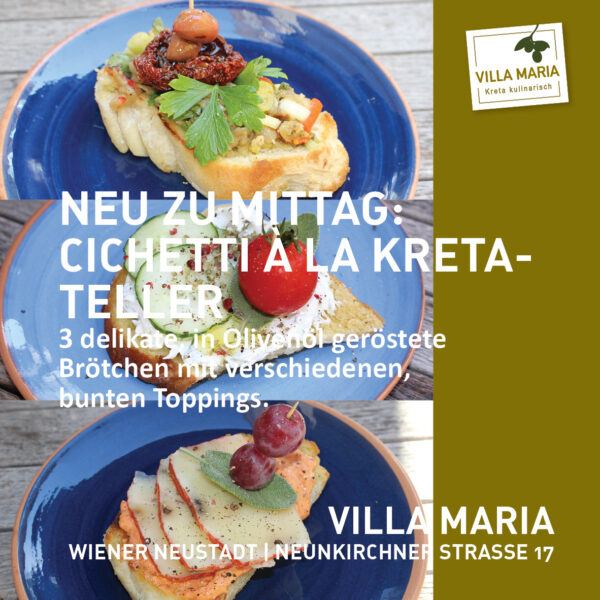 NEU am Mittagstisch von Villa Maria | Kreta kulinarisch: Cichetti à la Kreta-Variation.
